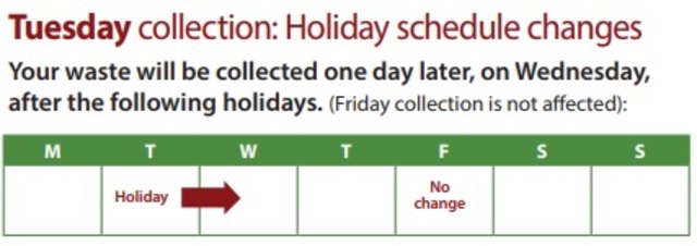 Christmas And New Year’S Waste Collection Schedules For The Kerr Village Bia