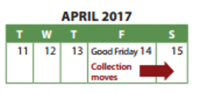 Waste Collection Easter Holiday Schedule